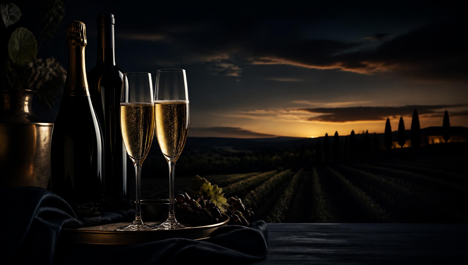 Champagne, vins et vignoble au crépuscule
